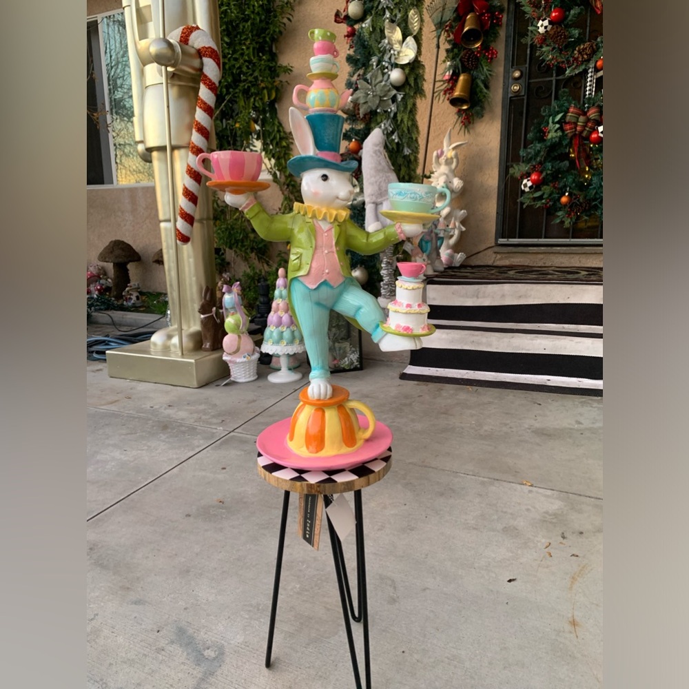 Mad Hatter Easter Bunny Balancing Teacups & Cake